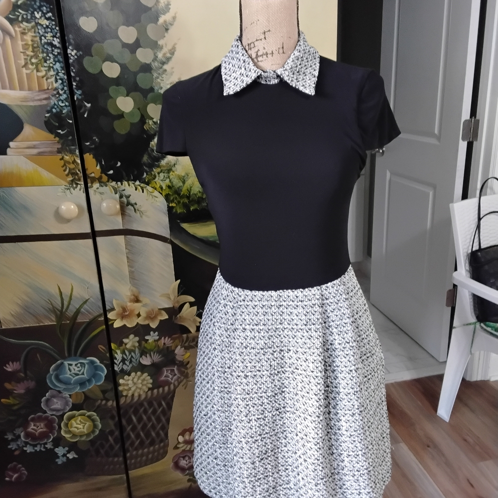 Alice + Olivia Black and White Textured Dress